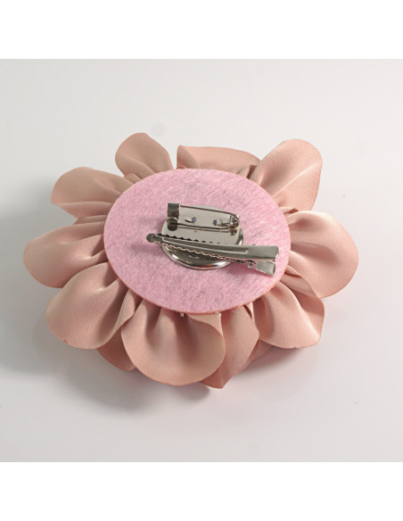 KWIAT Z MATERIAŁU BROSZKA PRZYPINKA LOLITA AKCESORIA 10 CM PUDROWY RÓŻ