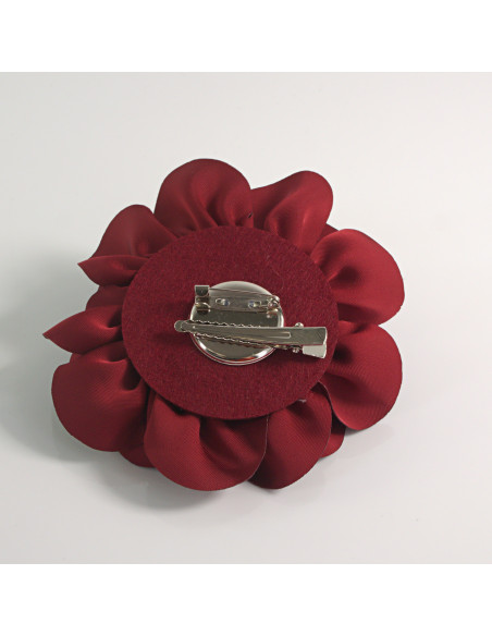 KWIAT Z MATERIAŁU BROSZKA PRZYPINKA LOLITA AKCESORIA 10 CM BORDOWY