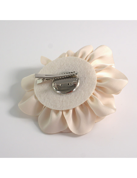 KWIAT Z MATERIAŁU BROSZKA PRZYPINKA LOLITA AKCESORIA 10 CM ECRU