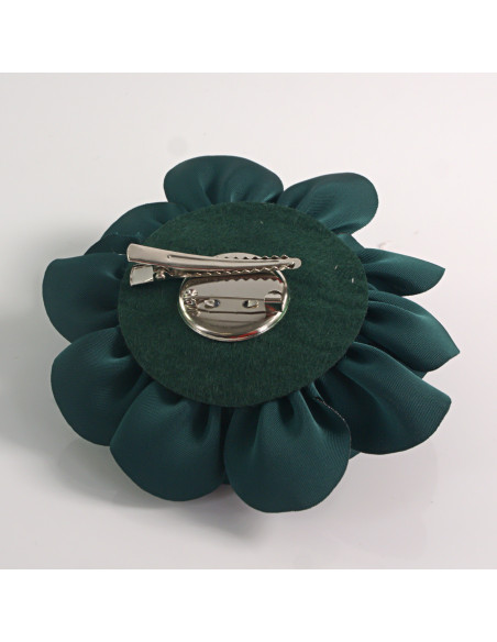 KWIAT Z MATERIAŁU BROSZKA PRZYPINKA LOLITA AKCESORIA 10 CM CIEMNY ZIELONY