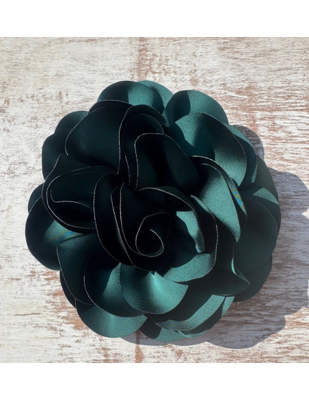 KWIAT Z MATERIAŁU BROSZKA PRZYPINKA LOLITA AKCESORIA 10 CM CIEMNY ZIELONY