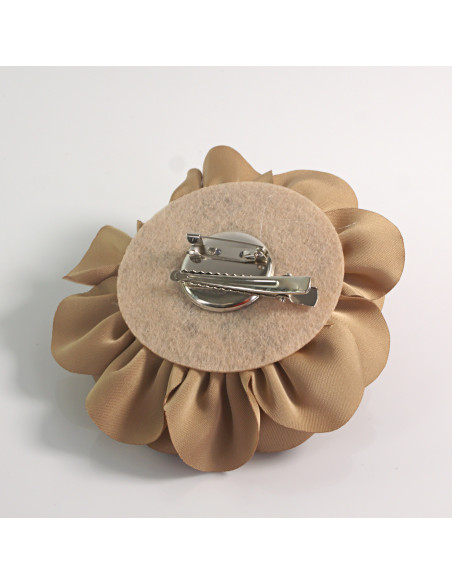 KWIAT Z MATERIAŁU BROSZKA PRZYPINKA LOLITA AKCESORIA 10 CM BEŻOWY