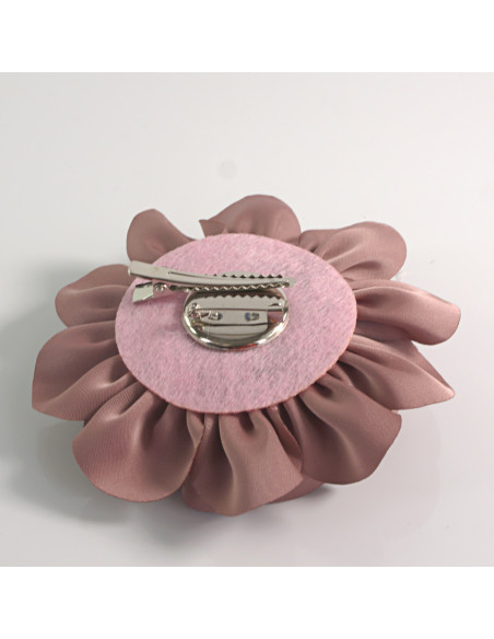 KWIAT Z MATERIAŁU BROSZKA PRZYPINKA LOLITA AKCESORIA 10 CM BRUDNY RÓŻ