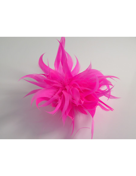 KWIAT Z PIÓR BROSZKA PRZYPINKA PIÓRA LOLITA AKCESORIA 14 CM RÓŻOWY FLUO