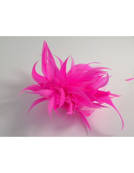 KWIAT Z PIÓR BROSZKA PRZYPINKA PIÓRA LOLITA AKCESORIA 14 CM RÓŻOWY FLUO