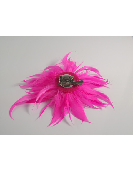 KWIAT Z PIÓR BROSZKA PRZYPINKA PIÓRA LOLITA AKCESORIA 14 CM RÓŻOWY FLUO