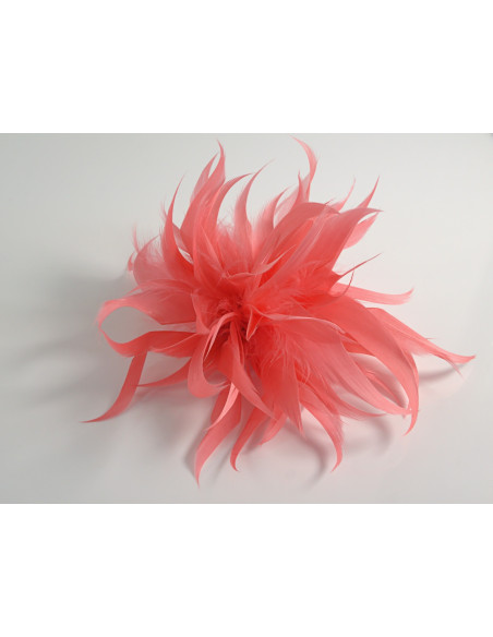 KWIAT Z PIÓR BROSZKA PRZYPINKA PIÓRA LOLITA AKCESORIA 14 CM ŁOSOSIOWY