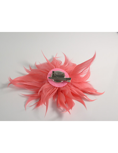 KWIAT Z PIÓR BROSZKA PRZYPINKA PIÓRA LOLITA AKCESORIA 14 CM ŁOSOSIOWY