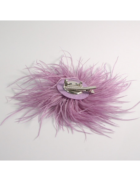 KWIAT Z PIÓR BROSZKA PRZYPINKA PIÓRA LOLITA AKCESORIA 14 CM LILIOWY