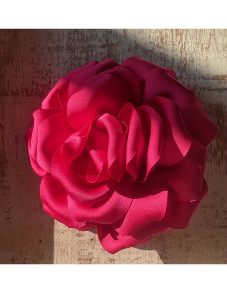 KWIAT Z MATERIAŁU BROSZKA PRZYPINKA LOLITA AKCESORIA 14 CM RÓŻOWY FUKSJA