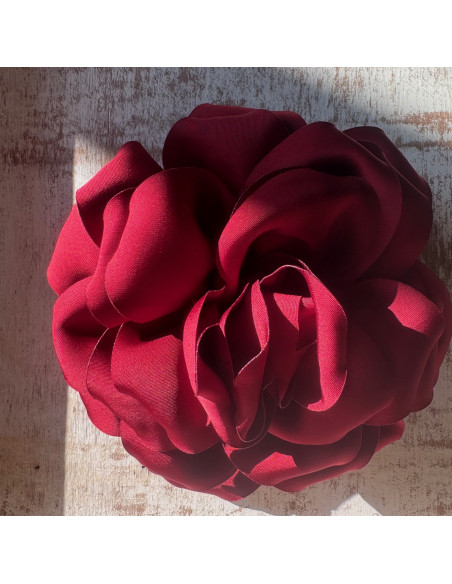 KWIAT Z MATERIAŁU BROSZKA PRZYPINKA LOLITA AKCESORIA 14 CM BORDOWY