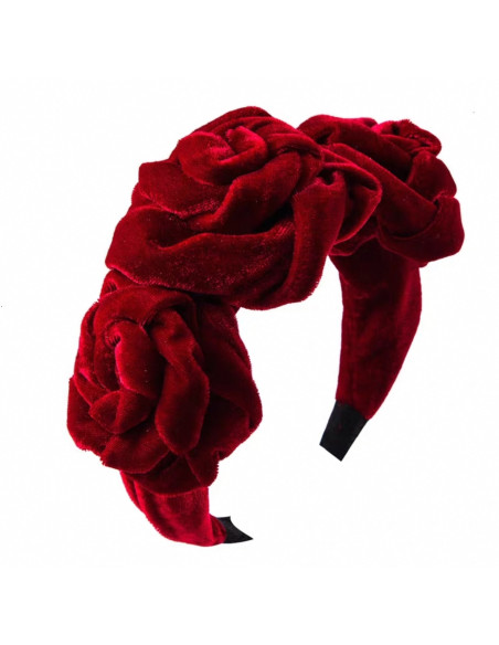 OPASKA DO WŁOSÓW WIANEK Z RÓŻAMI RÓŻE FASCYNATOR CZERWONY AKSAMIT