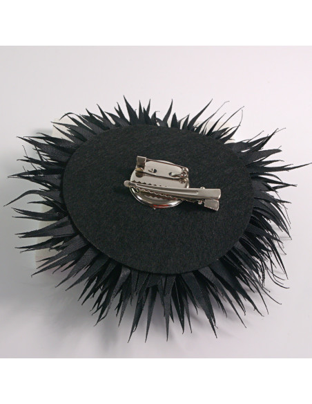 KWIAT Z MATERIAŁU KOLCE  BROSZKA PRZYPINKA LOLITA AKCESORIA 12 cm CZARNY