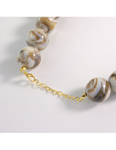 Naszyjnik KORALE SZARO-BRĄZOWE Lolita Akcesoria