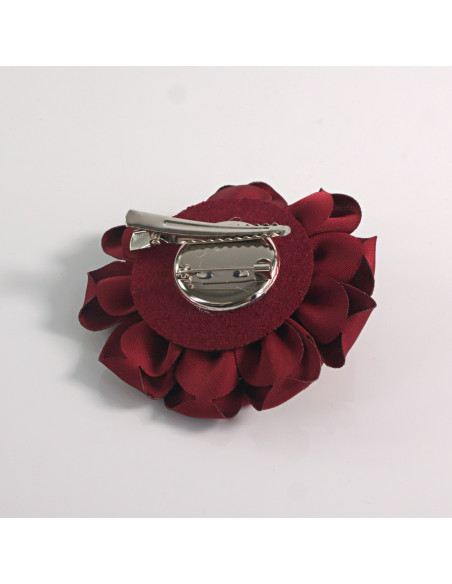 KWIAT Z MATERIAŁU BROSZKA PRZYPINKA LOLITA AKCESORIA 7 CM BORDOWY