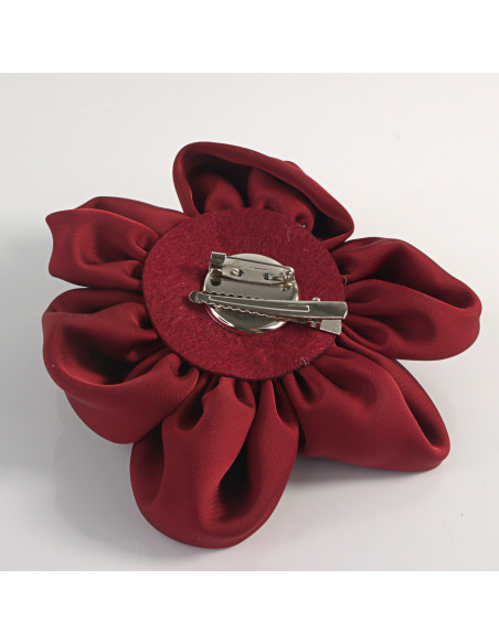 KWIAT Z MATERIAŁU BROSZKA PRZYPINKA LOLITA AKCESORIA 12 CM BORDOWY
