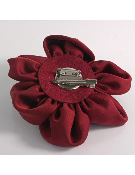 KWIAT Z MATERIAŁU BROSZKA PRZYPINKA LOLITA AKCESORIA 12 CM BORDOWY