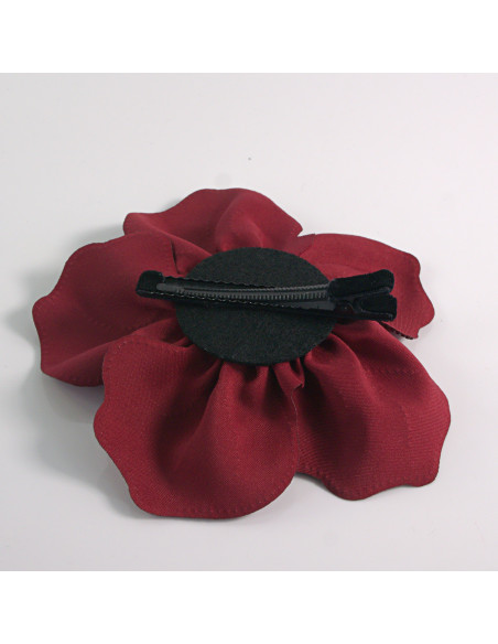 KWIAT Z MATERIAŁU BROSZKA PRZYPINKA LOLITA AKCESORIA 15 CM BORDOWY