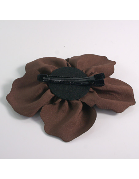 KWIAT Z MATERIAŁU BROSZKA PRZYPINKA LOLITA AKCESORIA 15 CM BRĄZOWY