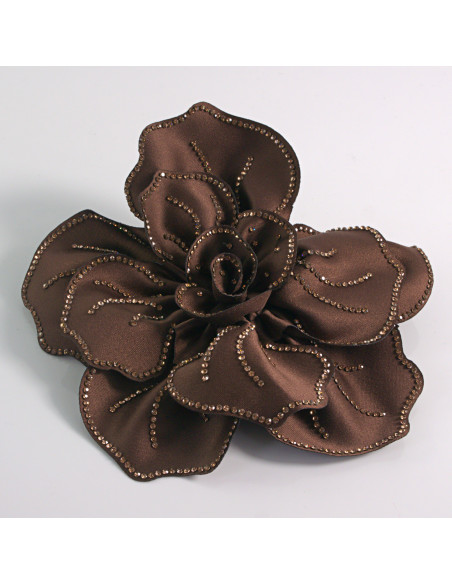 KWIAT Z MATERIAŁU BROSZKA PRZYPINKA LOLITA AKCESORIA 15 CM BRĄZOWY