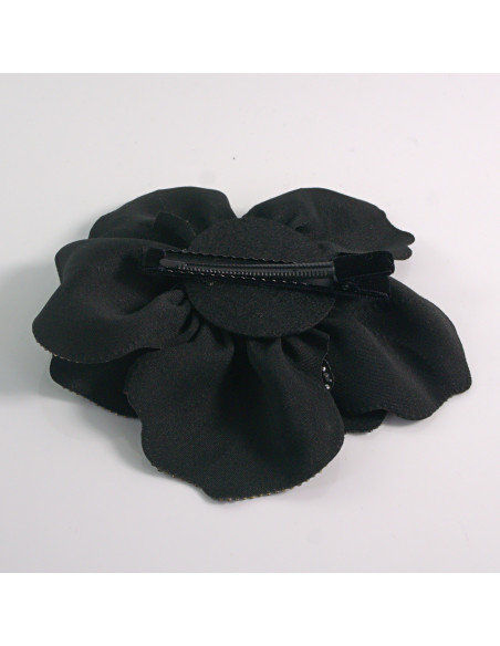 KWIAT Z MATERIAŁU RÓŻA BROSZKA PRZYPINKA LOLITA AKCESORIA 15 CM CZARNY