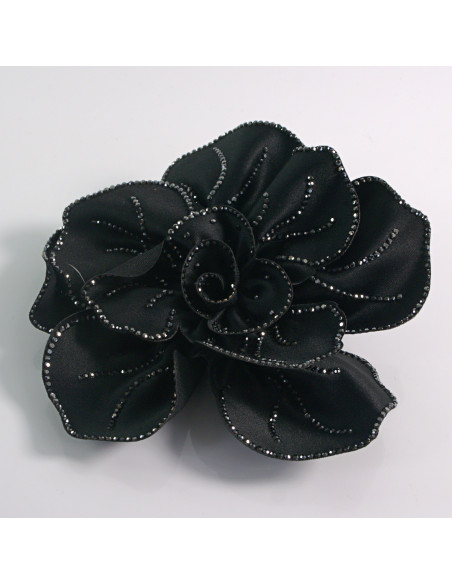 KWIAT Z MATERIAŁU RÓŻA BROSZKA PRZYPINKA LOLITA AKCESORIA 15 CM CZARNY