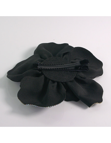 KWIAT Z MATERIAŁU RÓŻA BROSZKA PRZYPINKA LOLITA AKCESORIA 15 CM CZARNY