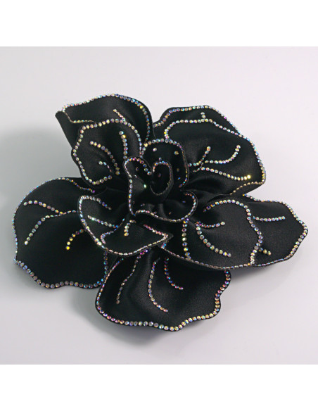 KWIAT Z MATERIAŁU RÓŻA BROSZKA PRZYPINKA LOLITA AKCESORIA 15 CM CZARNY