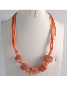 Naszyjnik na sznurku z koralikami w stylu BOHO pomarańcz...