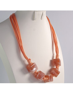 Naszyjnik na sznurku z koralikami w stylu BOHO pomarańcz... 2