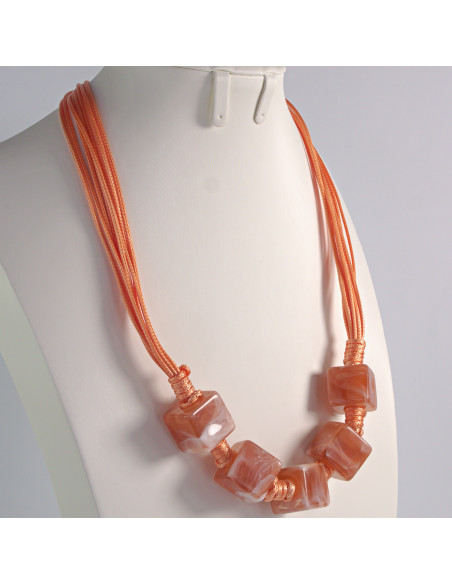 Naszyjnik na sznurku z koralikami w stylu BOHO pomarańcz Lolita Akcesoria