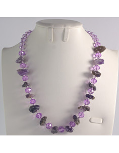 Naszyjnik fioletowe kamienie z koralikami Lolita Akcesoria