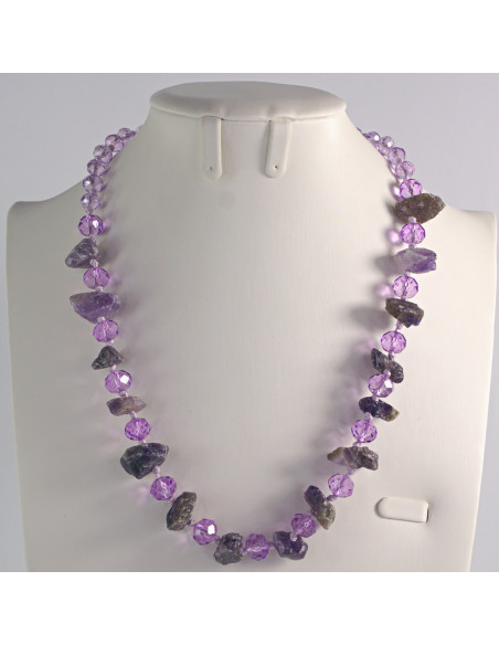 Naszyjnik fioletowe kamienie z koralikami Lolita Akcesoria