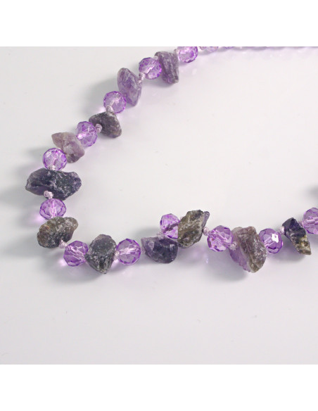 Naszyjnik fioletowe kamienie z koralikami Lolita Akcesoria