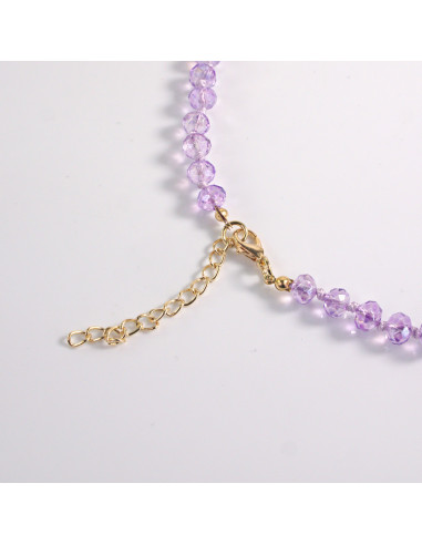 Naszyjnik fioletowe kamienie z koralikami...