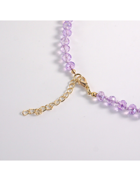 Naszyjnik fioletowe kamienie z koralikami Lolita Akcesoria