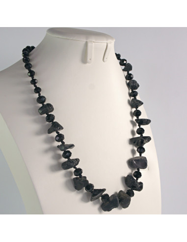 Naszyjnik grafitowe kamienie z koralikami...