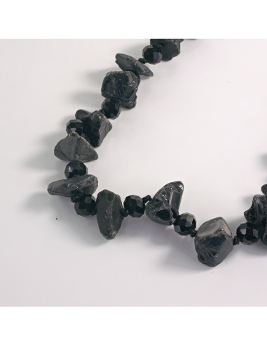 Naszyjnik grafitowe kamienie z koralikami...