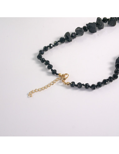 Naszyjnik grafitowe kamienie z koralikami...