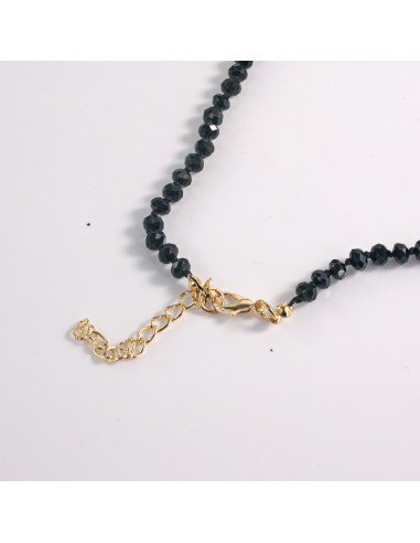 Naszyjnik podwójny grafitowe kamienie z...