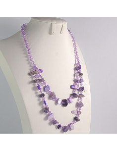 Naszyjnik podwójny fioletowe kamienie z koralikami Lolita... 2