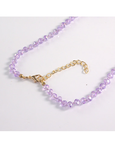 Naszyjnik podwójny fioletowe kamienie z...