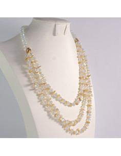 Naszyjnik potrójny jasne kamienie z koralikami Lolita... 2