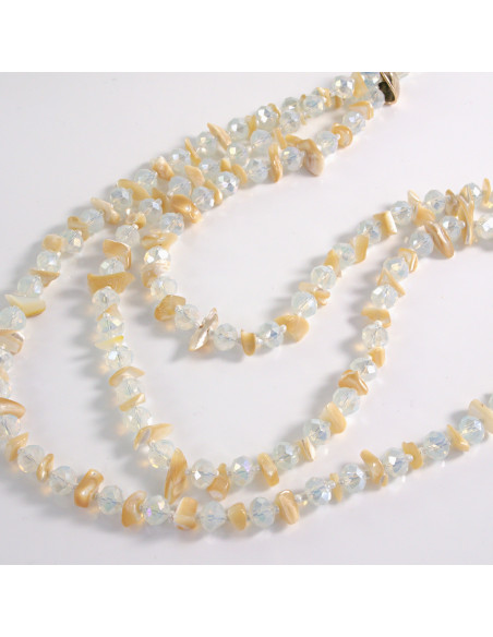 Naszyjnik potrójny jasne kamienie z koralikami Lolita Akcesoria