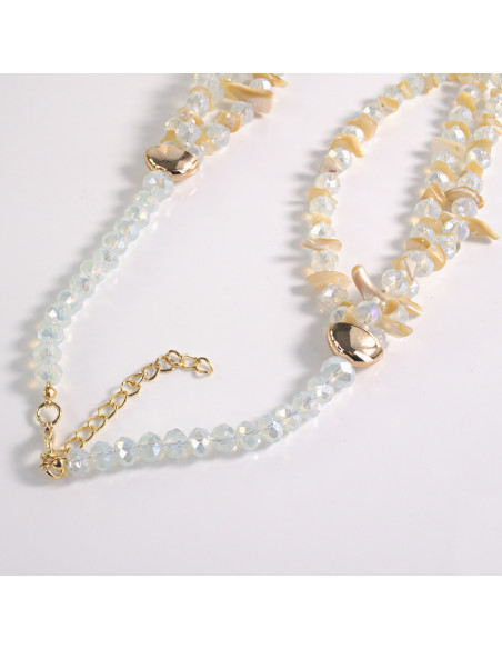 Naszyjnik potrójny jasne kamienie z koralikami Lolita Akcesoria