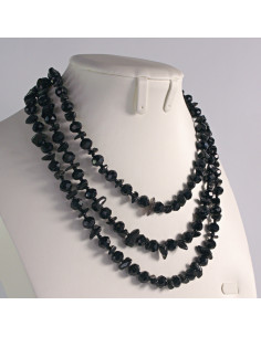 Naszyjnik potrójny czarne kamienie z koralikami Lolita... 2