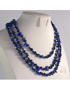 Naszyjnik potrójny niebieskie kamienie z koralikami... 2