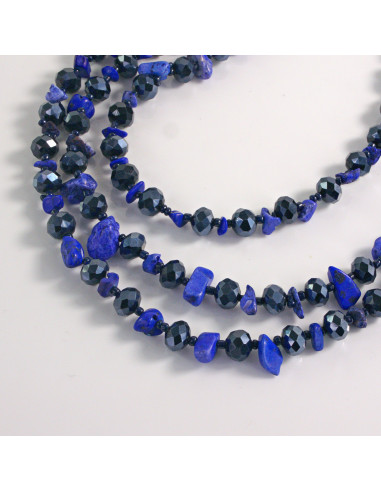 Naszyjnik potrójny niebieskie kamienie z...