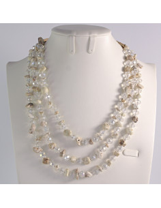 Naszyjnik potrójny bezbarwne kamienie z koralikami Lolita...