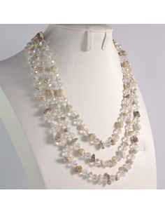 Naszyjnik potrójny bezbarwne kamienie z koralikami Lolita... 2